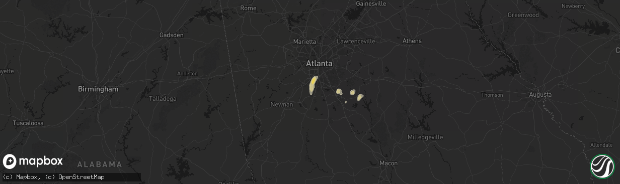 Hail map in Fayetteville, GA on March 6, 2026