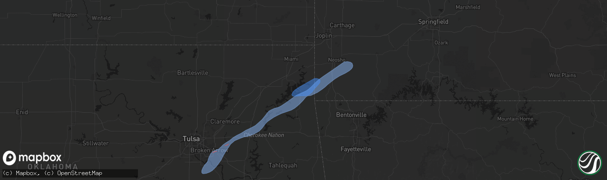 Hail map in Grove, OK on March 6, 2026