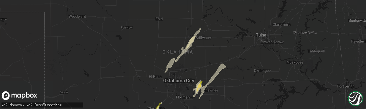 Hail map in Guthrie, OK on March 6, 2026