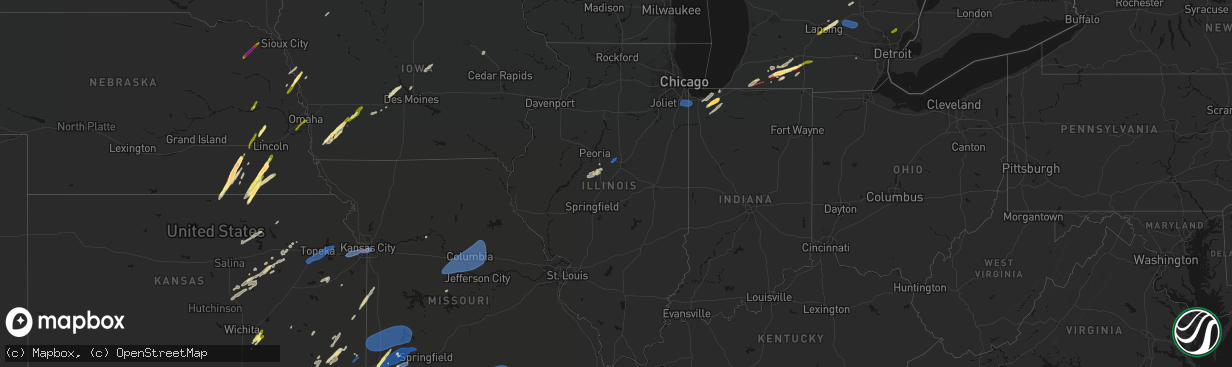 Hail map in Illinois on March 6, 2026