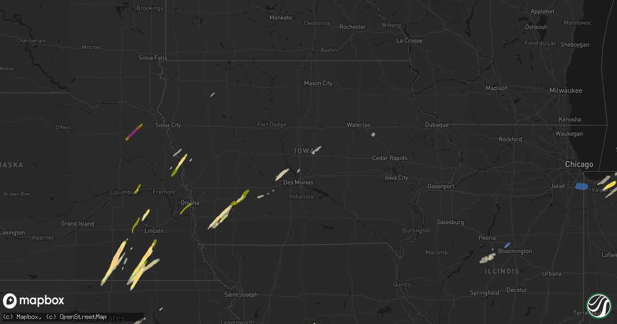 Hail map in Iowa on March 6, 2026