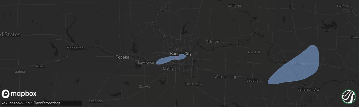 Hail map in Kansas City, MO on March 6, 2026