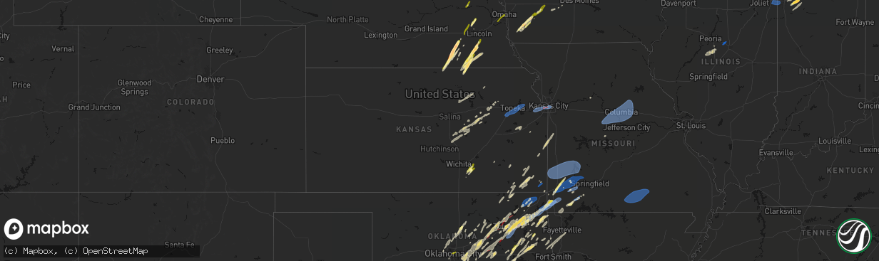 Hail map in Kansas on March 6, 2026