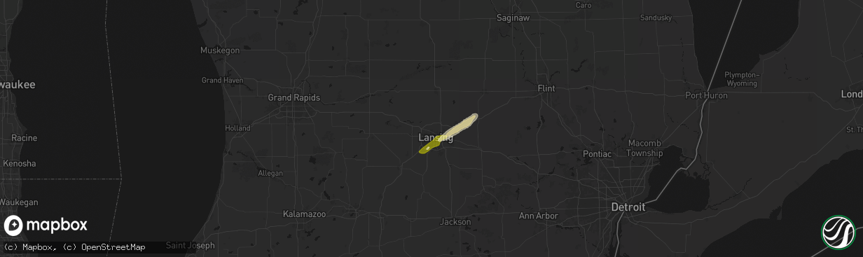 Hail map in Lansing, MI on March 6, 2026