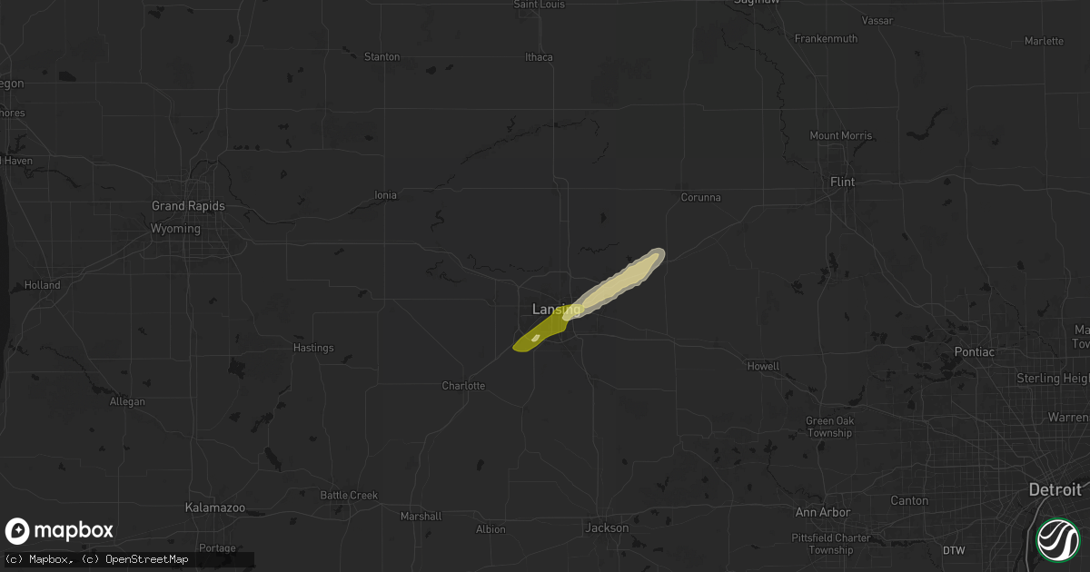 Hail map in Lansing, MI on March 6, 2026