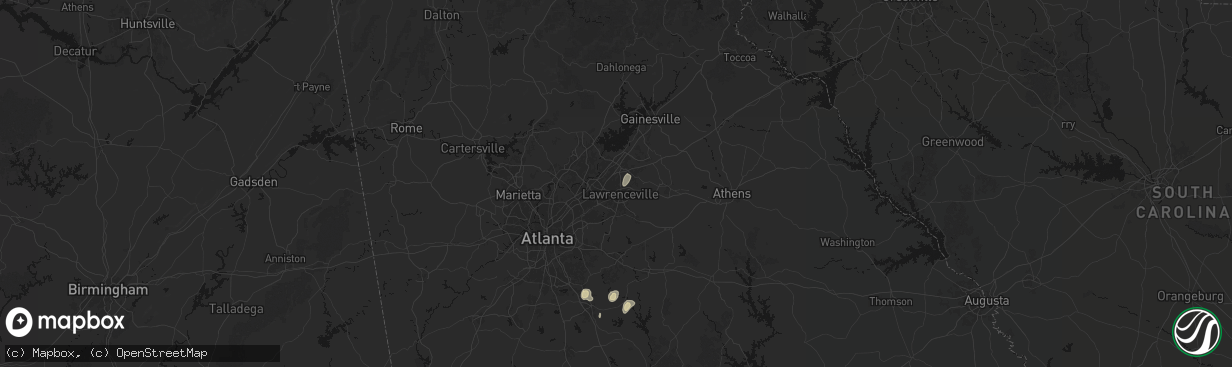 Hail map in Lawrenceville, GA on March 6, 2026