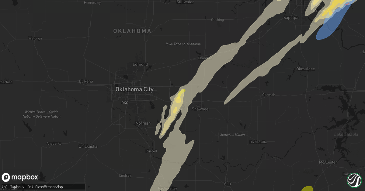 Hail map in Mcloud, OK on March 6, 2026