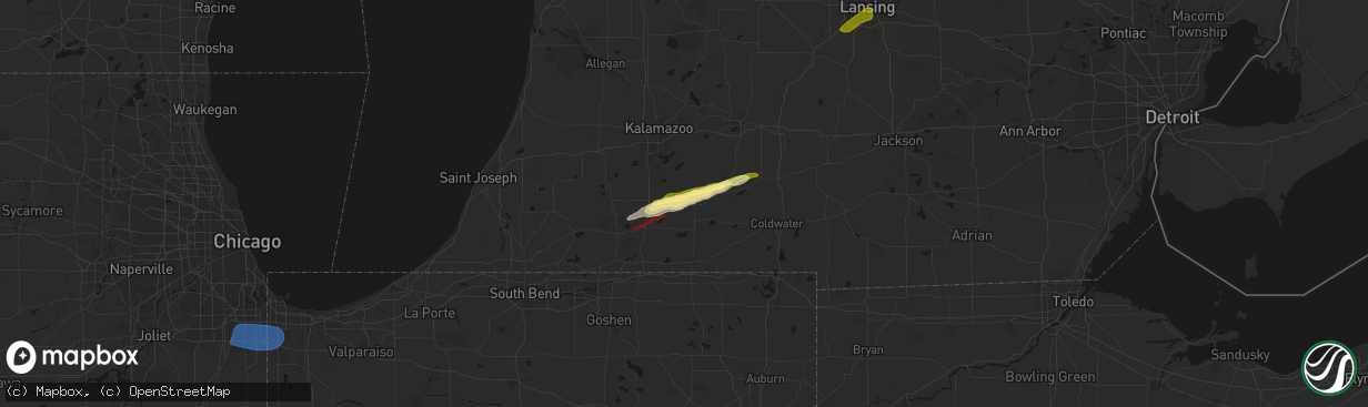 Hail map in Mendon, MI on March 6, 2026
