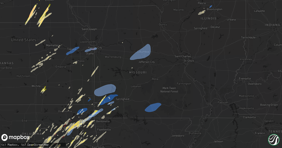 Hail map in Missouri on March 6, 2026