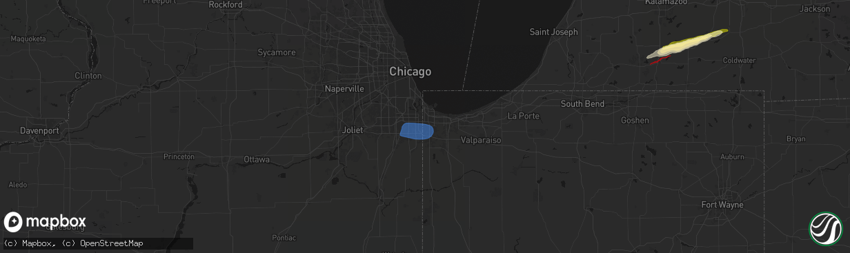 Hail map in Munster, IN on March 6, 2026