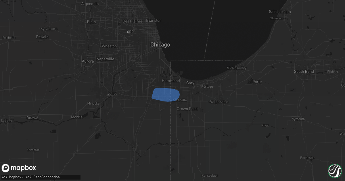 Hail map in Munster, IN on March 6, 2026