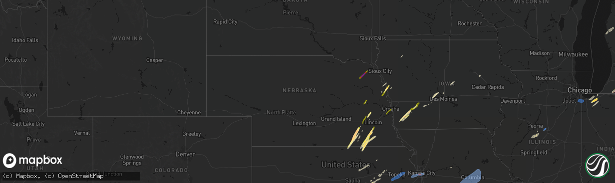 Hail map in Nebraska on March 6, 2026