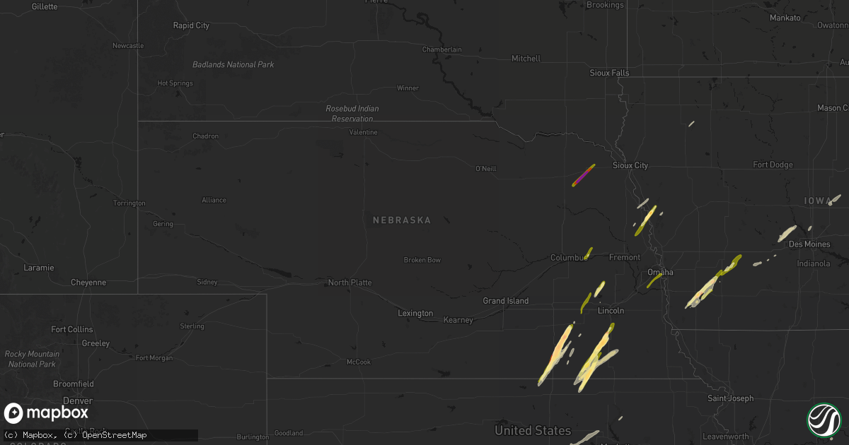 Hail map in Nebraska on March 6, 2026