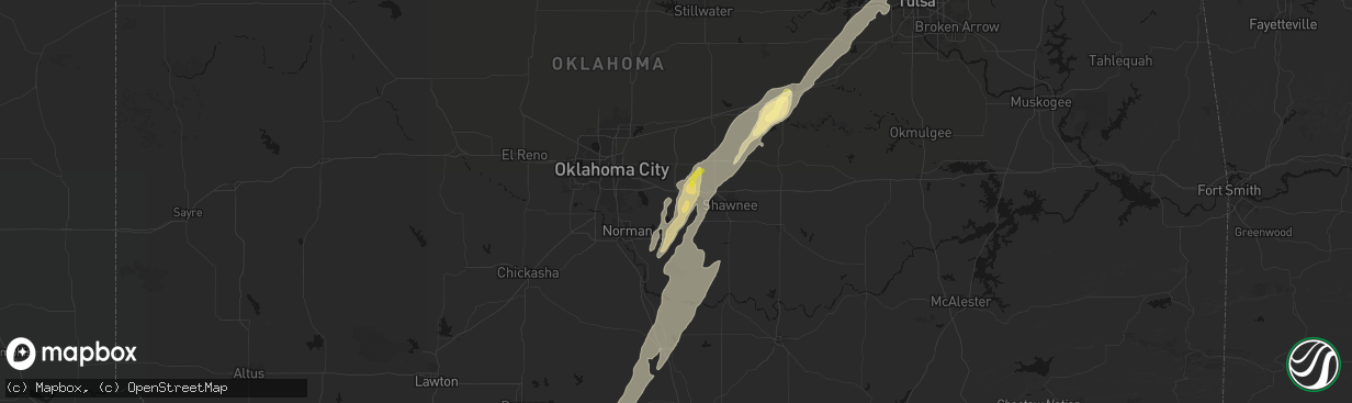 Hail map in Newalla, OK on March 6, 2026