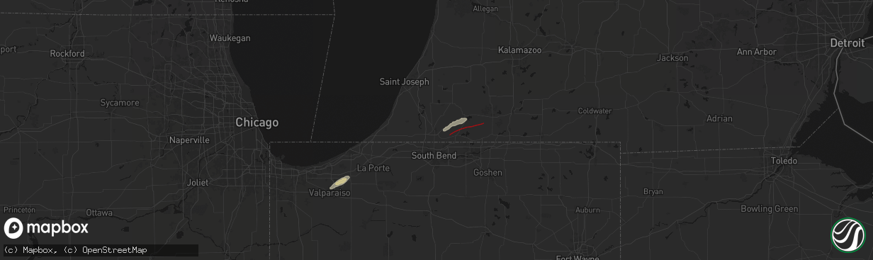 Hail map in Niles, MI on March 6, 2026