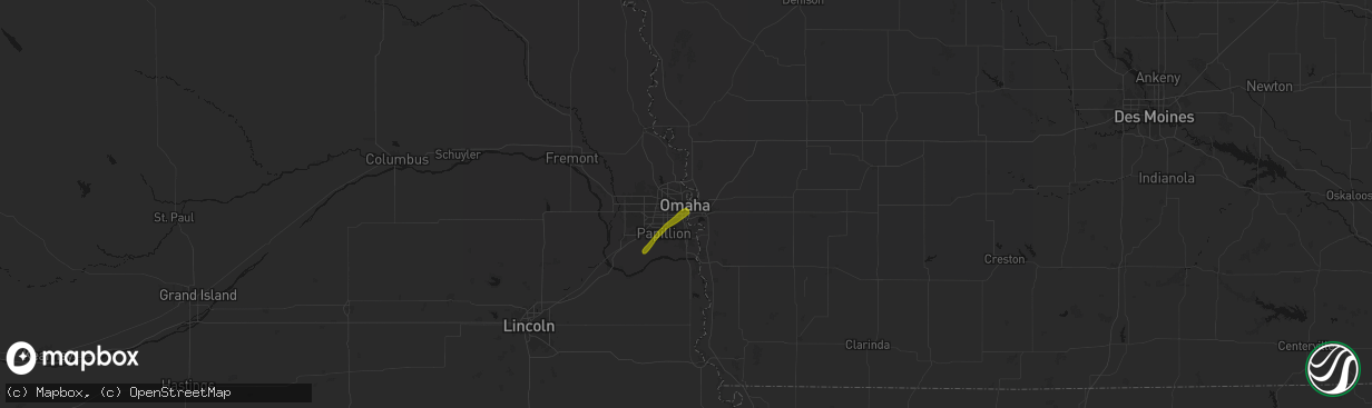 Hail map in Omaha, NE on March 6, 2026