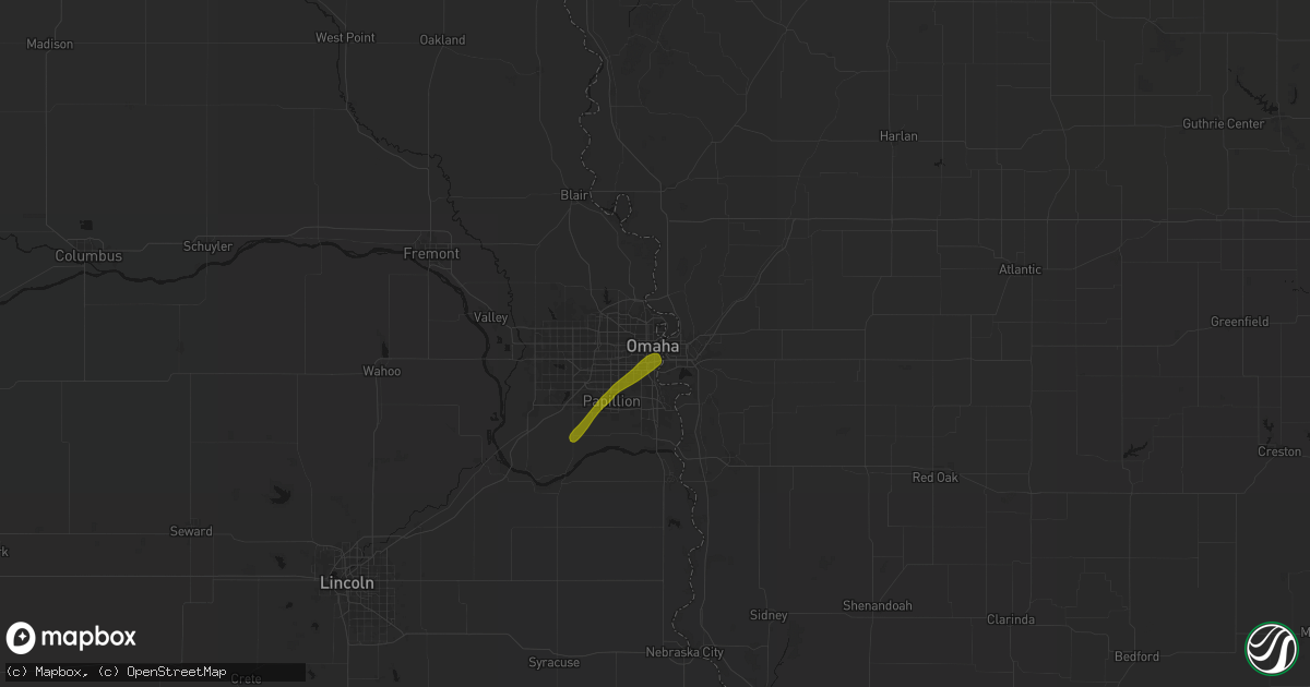 Hail map in Omaha, NE on March 6, 2026