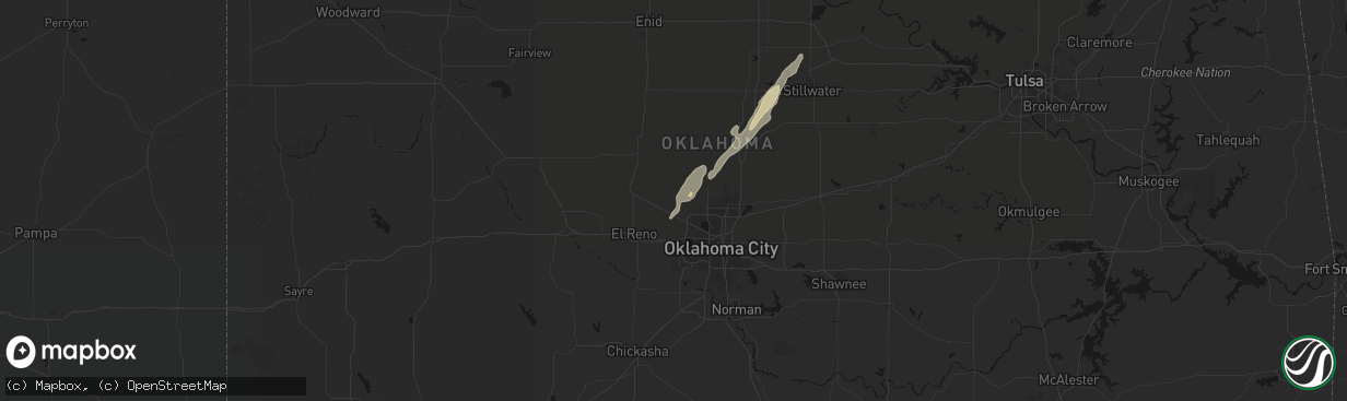 Hail map in Piedmont, OK on March 6, 2026