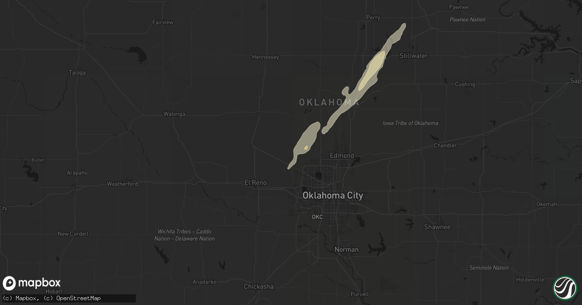 Hail map in Piedmont, OK on March 6, 2026
