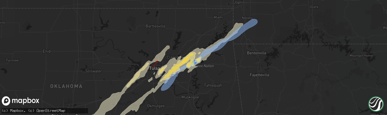 Hail map in Pryor, OK on March 6, 2026