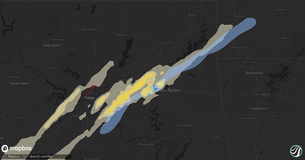 Hail map in Pryor, OK on March 6, 2026