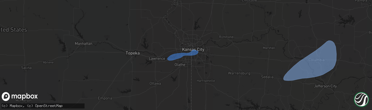 Hail map in Shawnee, KS on March 6, 2026