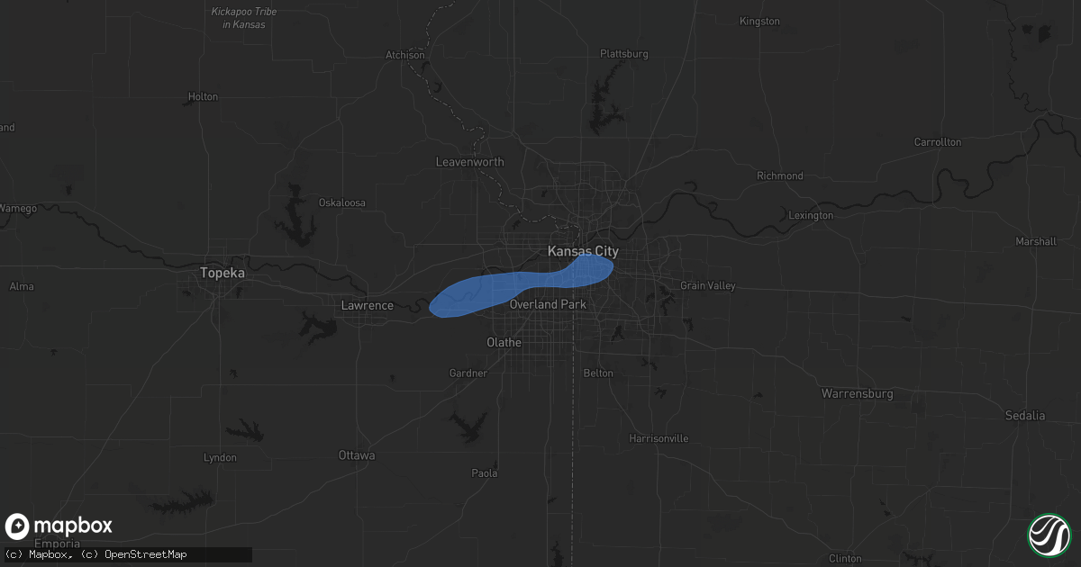 Hail map in Shawnee, KS on March 6, 2026