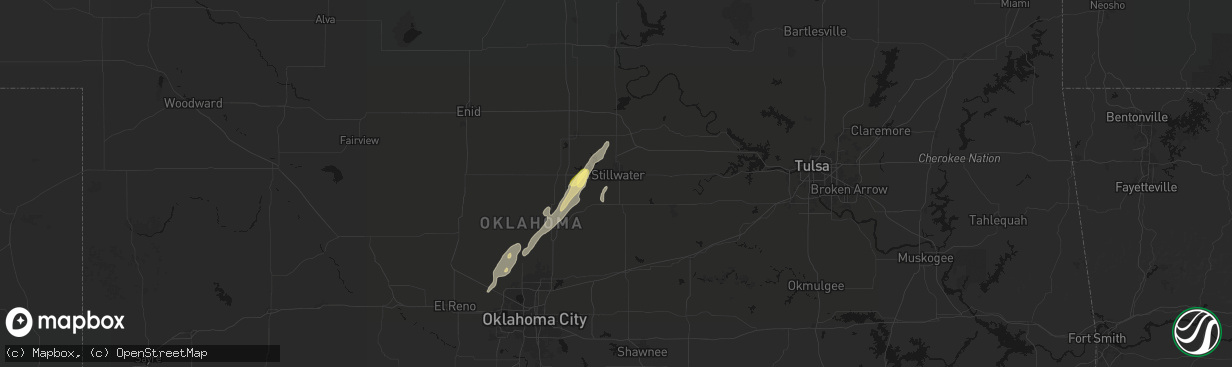 Hail map in Stillwater, OK on March 6, 2026