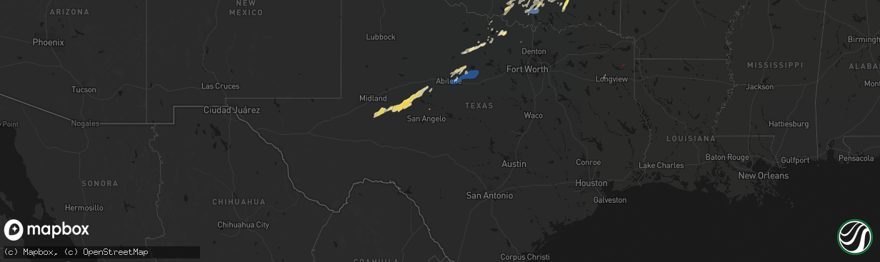 Hail map in Texas on March 6, 2026