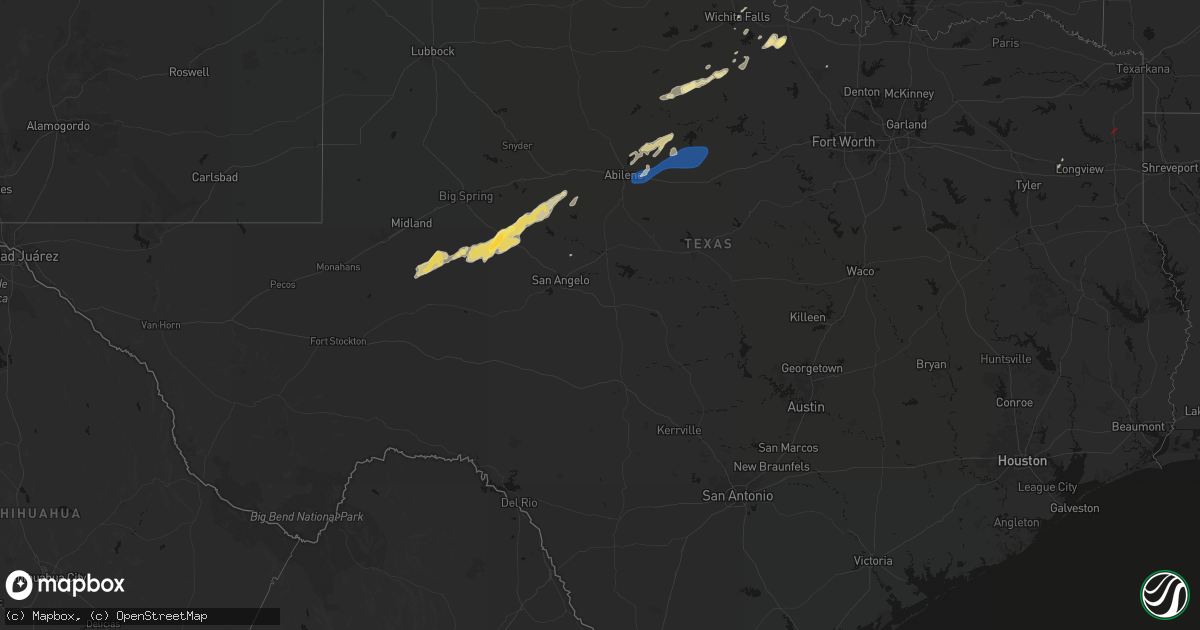 Hail map in Texas on March 6, 2026