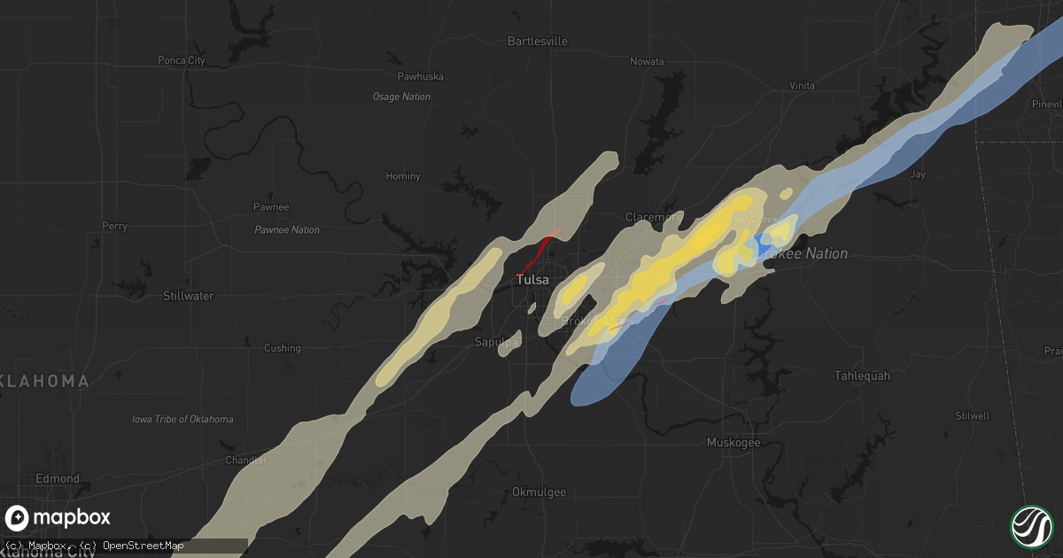 Hail map in Tulsa, OK on March 6, 2026