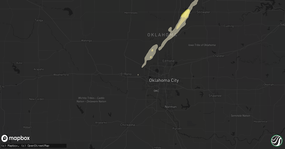 Hail map in Yukon, OK on March 6, 2026