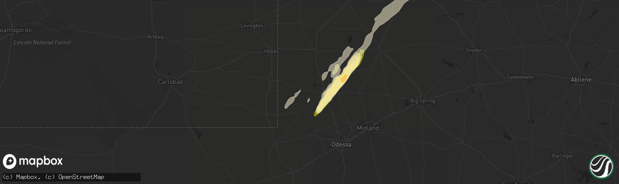 Hail map in Andrews, TX on March 7, 2016