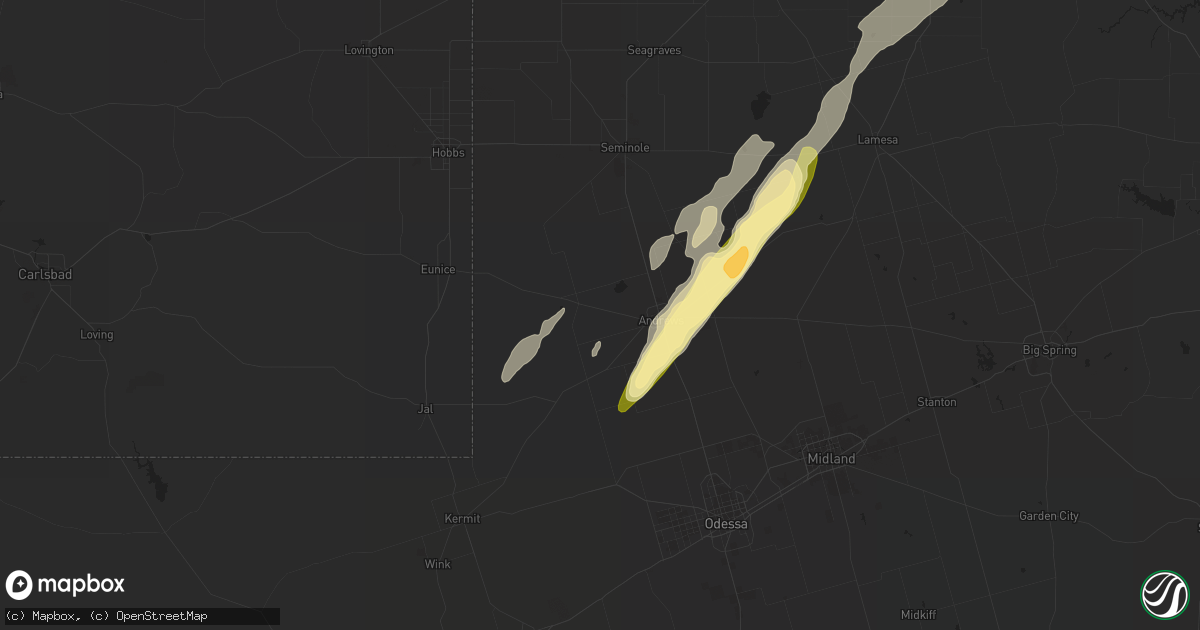 Hail map in Andrews, TX on March 7, 2016