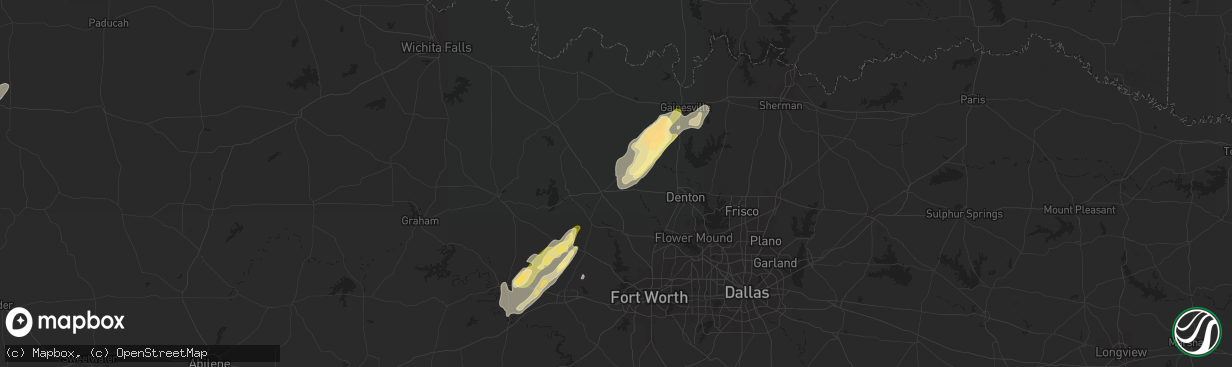 Hail map in Decatur, TX on March 7, 2016