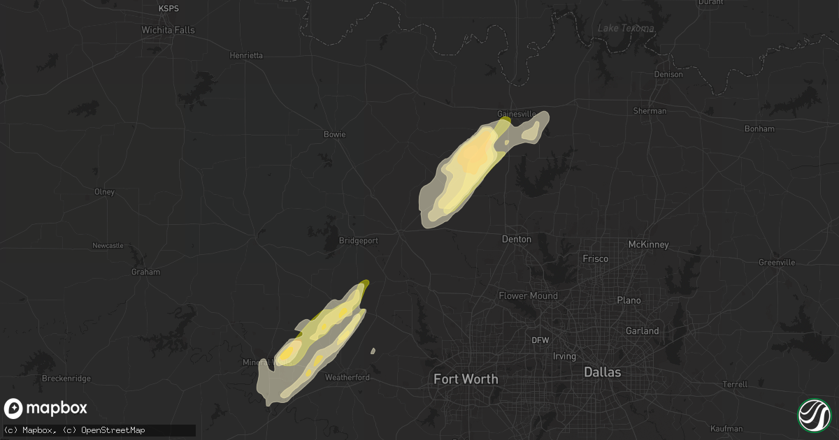 Hail map in Decatur, TX on March 7, 2016