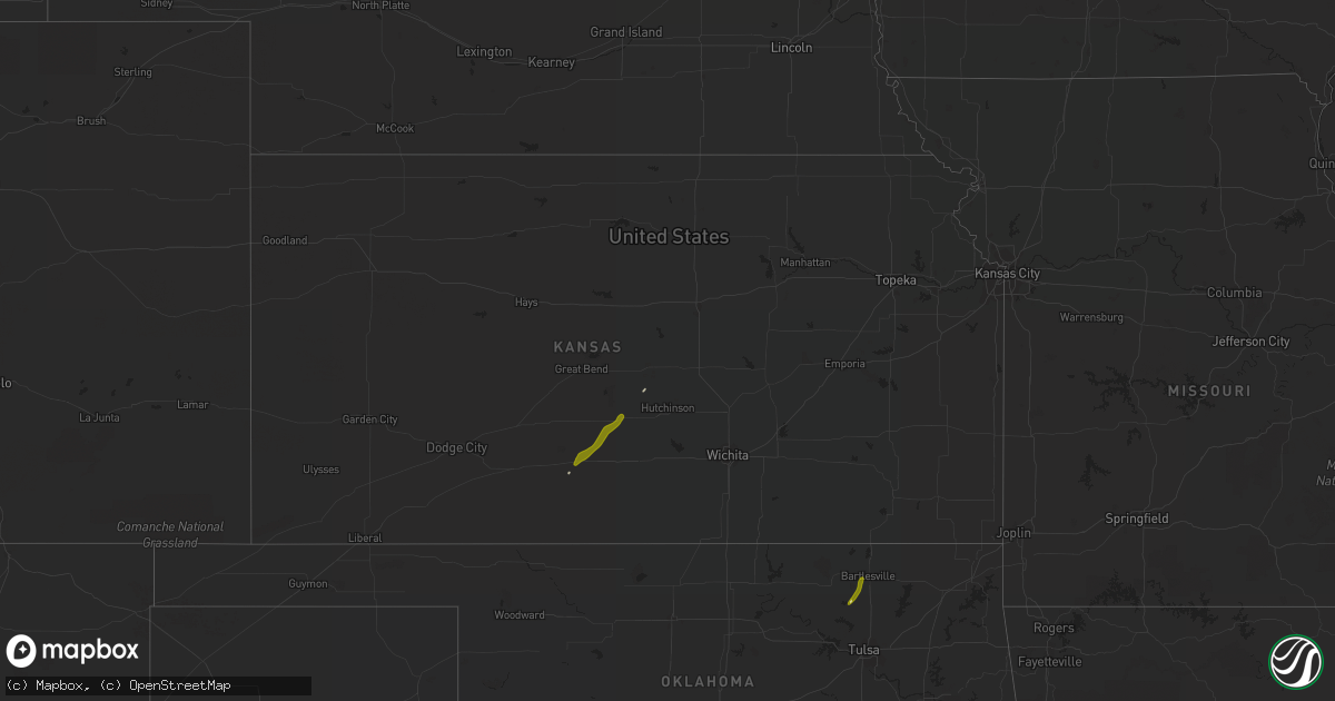Hail map in Kansas on March 7, 2016