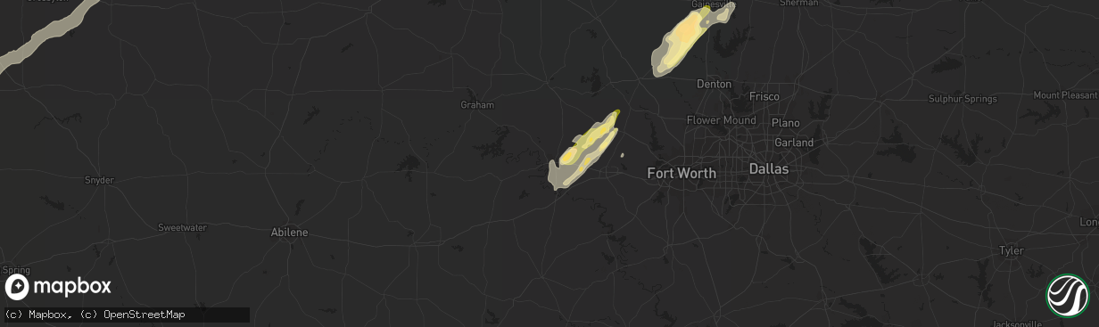 Hail map in Mineral Wells, TX on March 7, 2016