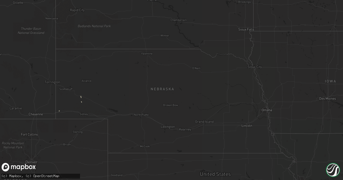 Hail map in Nebraska on March 7, 2016