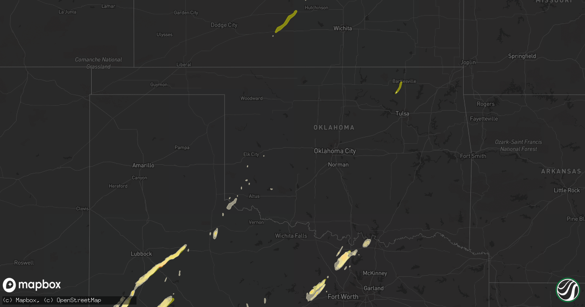Hail map in Oklahoma on March 7, 2016