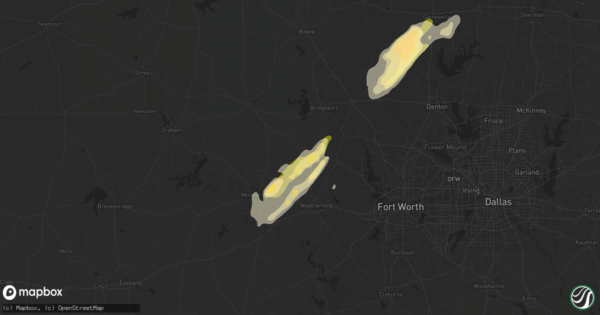 Hail map in Poolville, TX on March 7, 2016