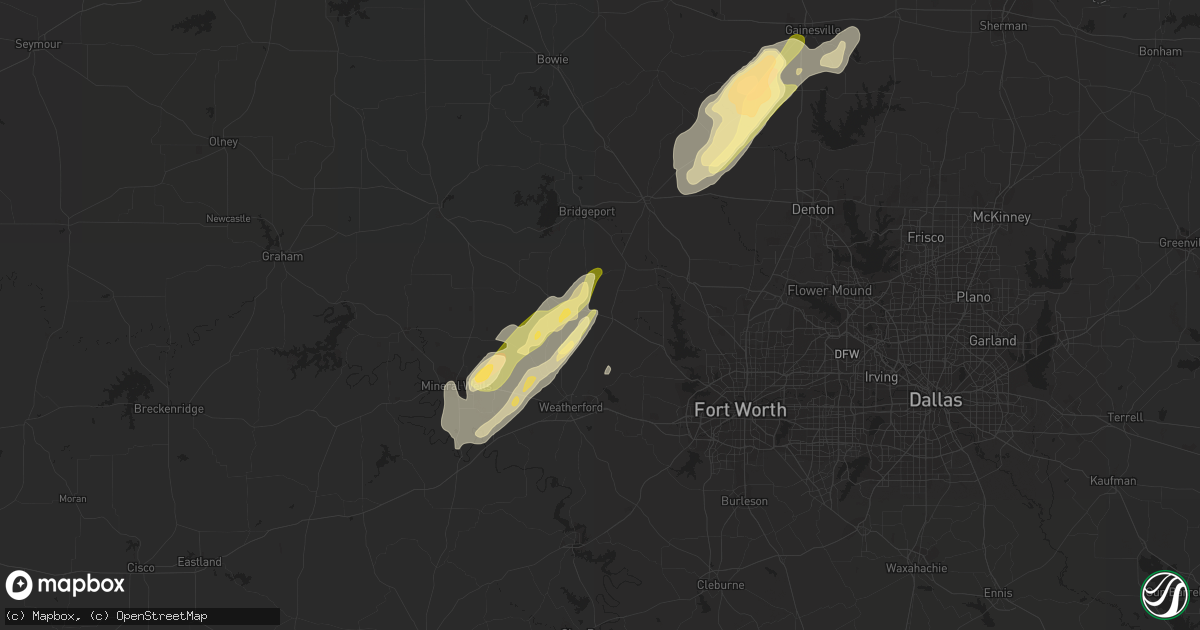Hail map in Springtown, TX on March 7, 2016