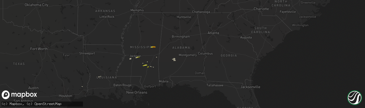 Hail map in Alabama on March 7, 2017