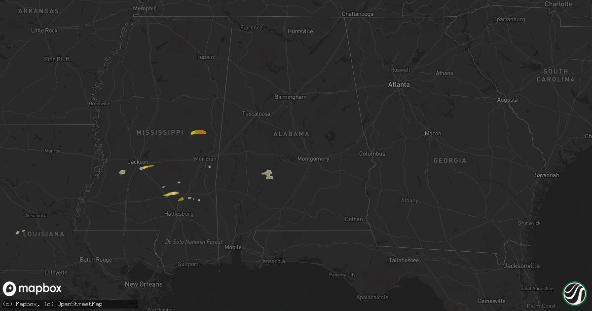 Hail map in Alabama on March 7, 2017