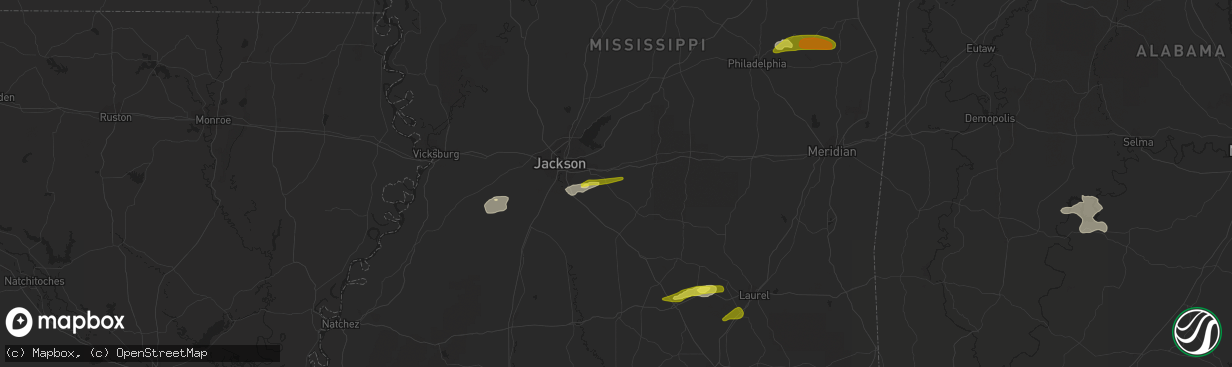 Hail map in Brandon, MS on March 7, 2017