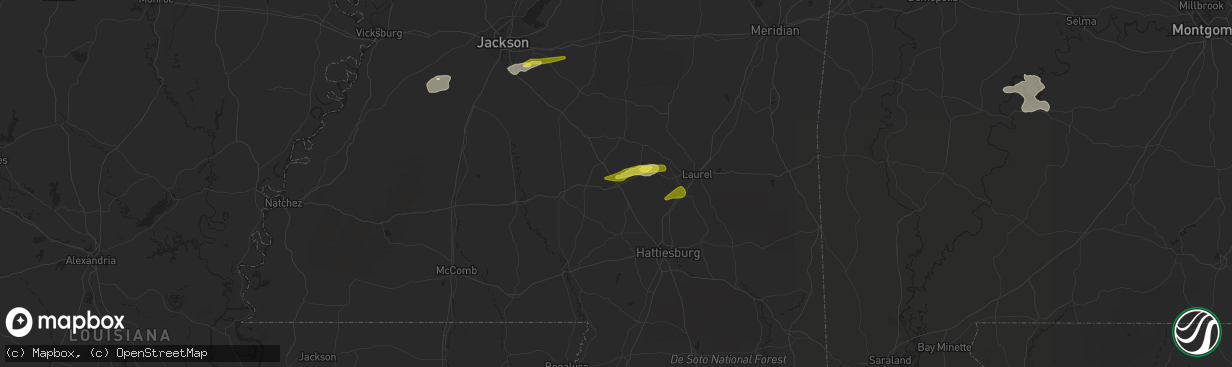 Hail map in Collins, MS on March 7, 2017