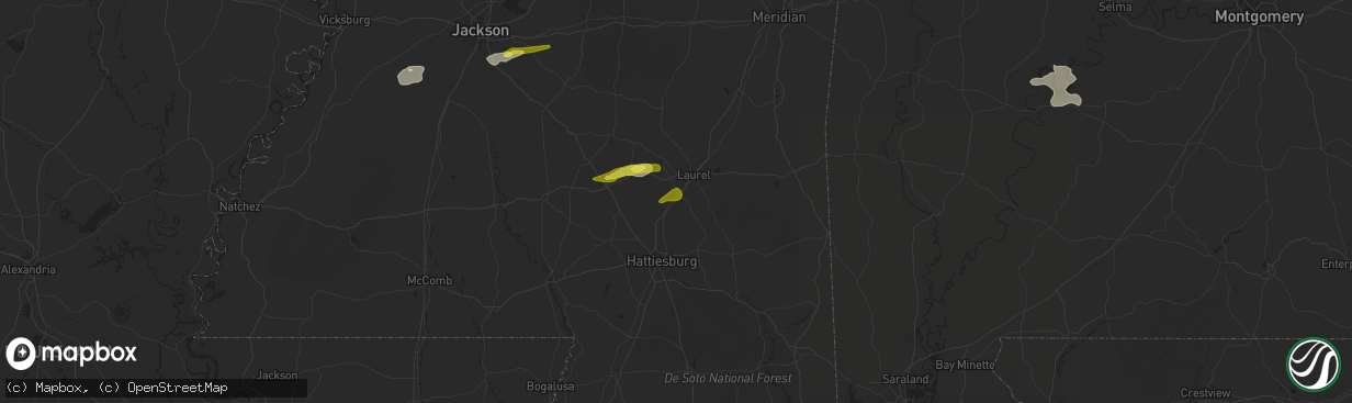 Hail map in Ellisville, MS on March 7, 2017