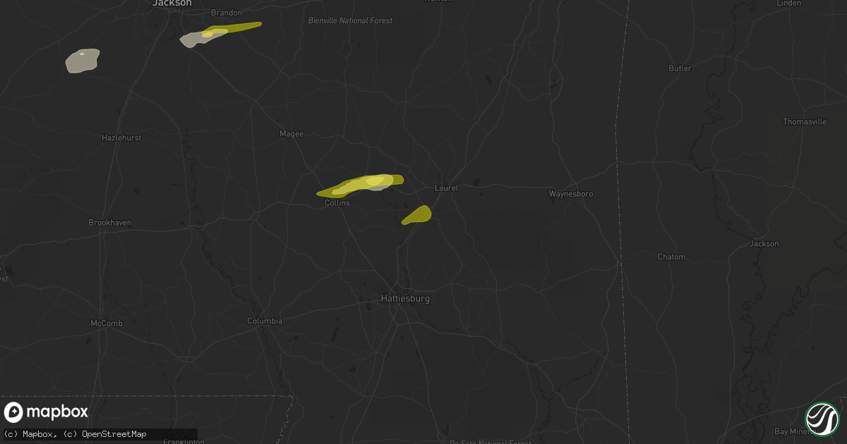Hail map in Ellisville, MS on March 7, 2017