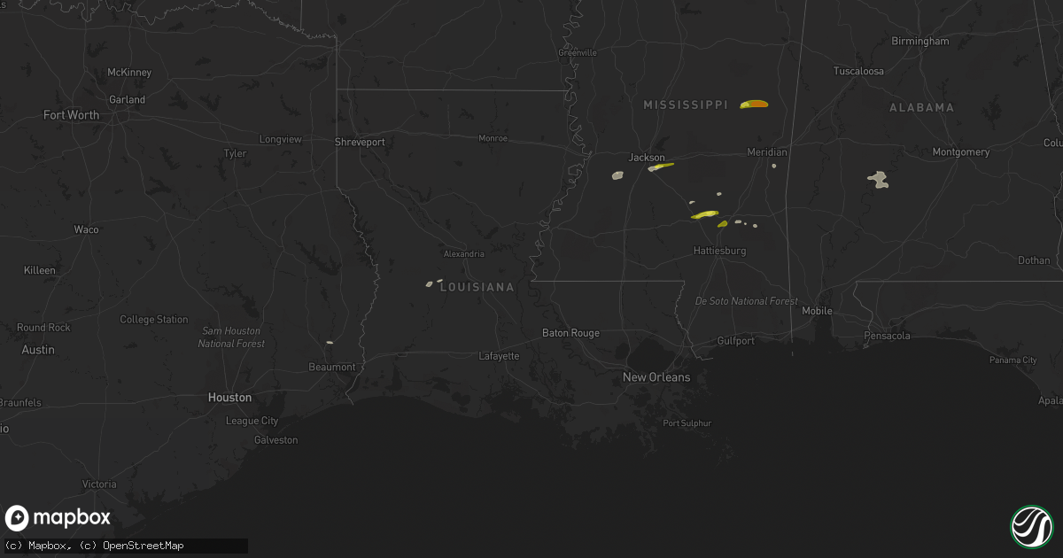 Hail map in Louisiana on March 7, 2017