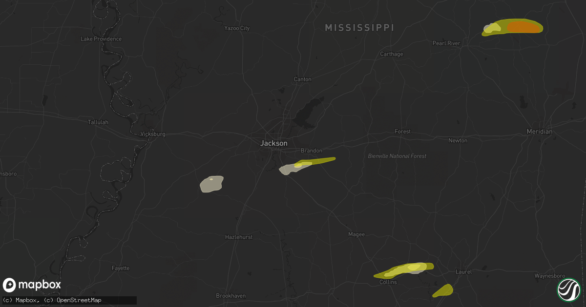 Hail map in Pearl, MS on March 7, 2017
